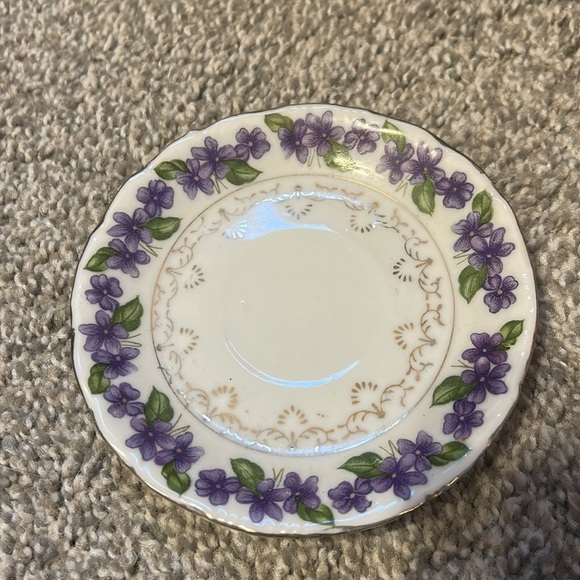 Vintage Inarco Japan purple violets demitasse teacup with saucer - Picture 4 of 6